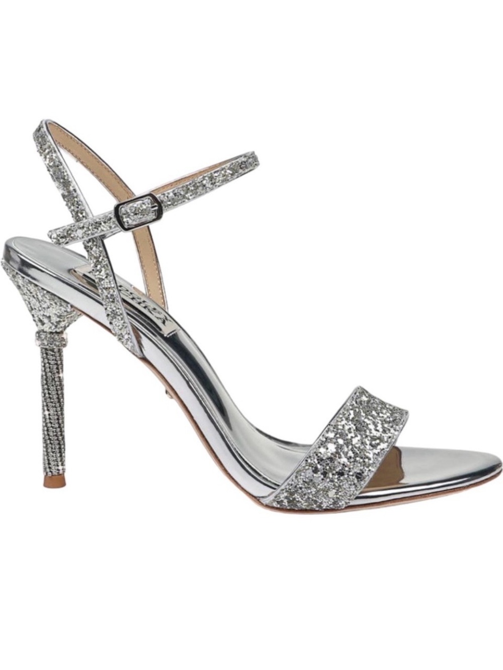 Badgley Mischka Silver Glitter Olympia Heels